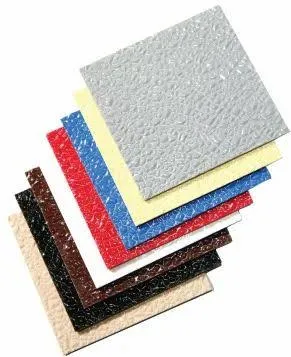 Stack of coloured textured FRP panel sheet samples