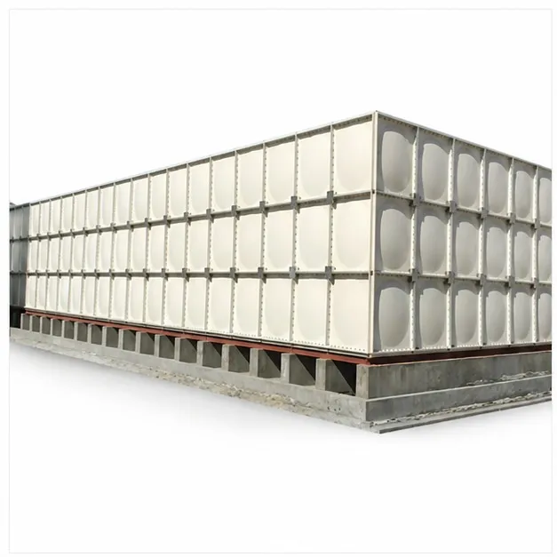 Sectional FRP water storage tank built from glass-fibre-reinforced polyester panels